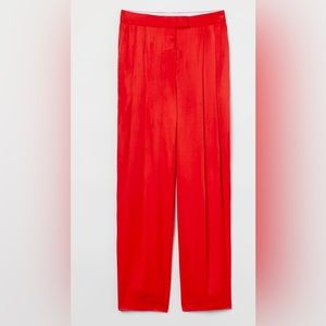 Bright Red Pants with shine and Sheen. High waist